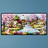 (US Local)Village 5D DIY Full Drill Round Big Size Diamond Painting Kit for Home Wall Decor 100x50cm