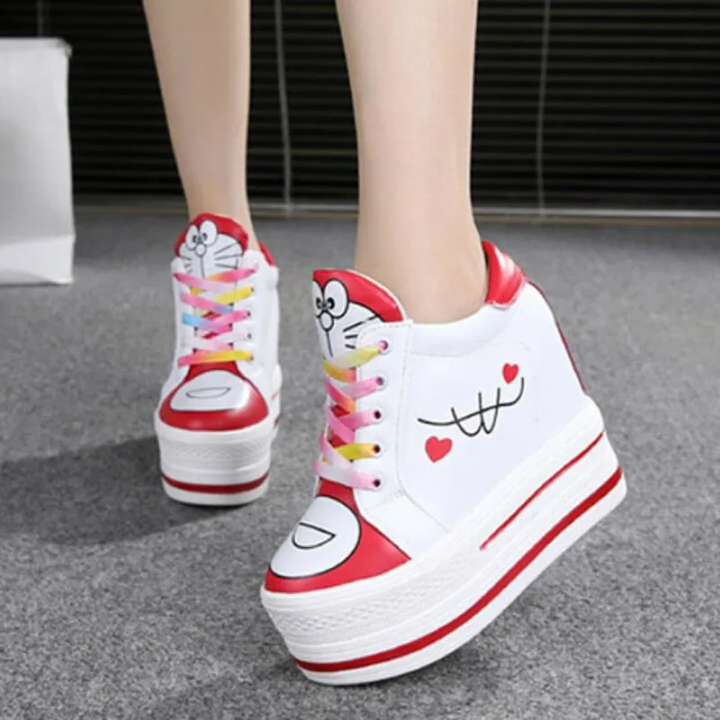 Women Sneakers 2022 Spring Autumn High Heels Ladies Casual Shoes Women Wedges Platform Shoes Female Thick Bottom Trainers W405