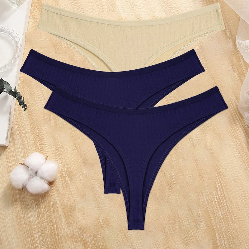 FINETOO 3PCS/Set Cotton G-string Women Lingerie Panties S-XL Thong Femmale Underwear Sexy Pantys Underpant Intimate Thong Girl