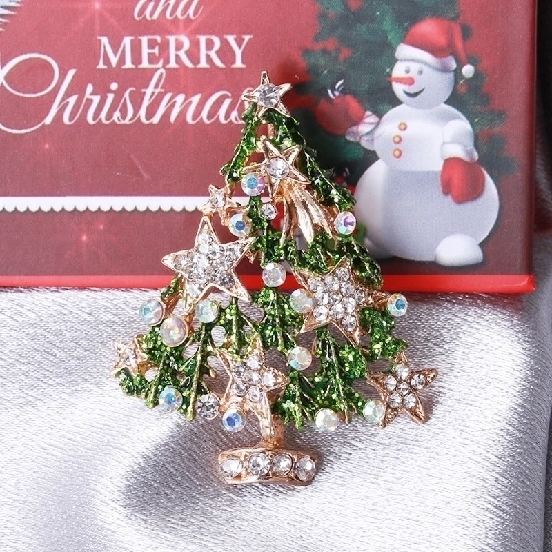 Fashion Pin Christmas Tree Alloy Inlay Rhinestones Women’S Brooches