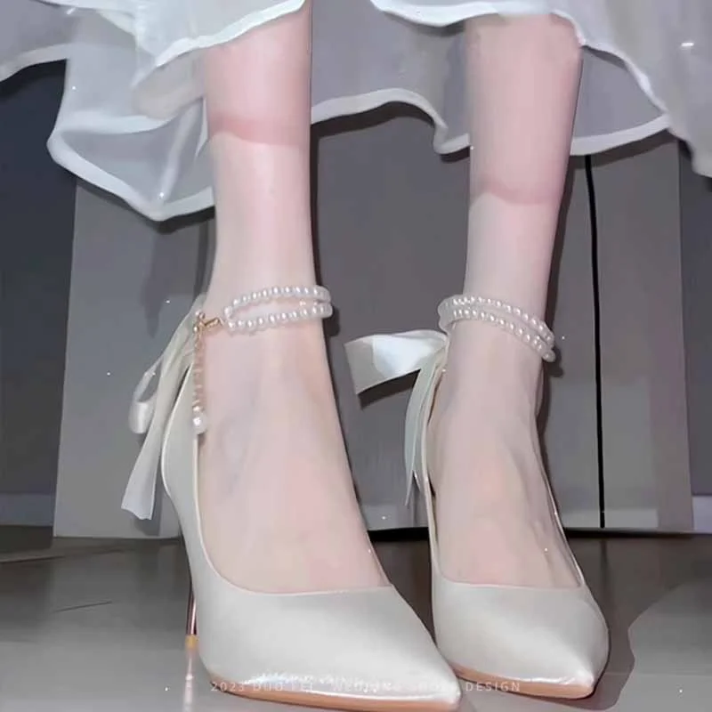 Breakj Breakj High Heels Femininity Sexy Cheongsam Shoes Dress Shoes Women White Gentle Wedding Shoes Bridal Shoes