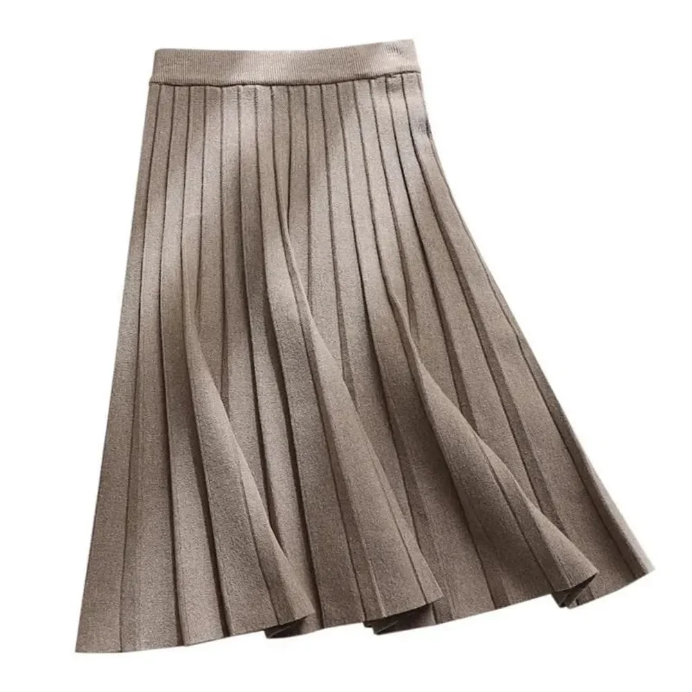 Toloer Long Pleated Knit Skirt-Outfit Ideas