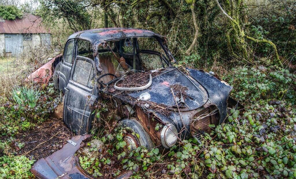 Abandoned Classic Car Austin 12x8 inch print picture