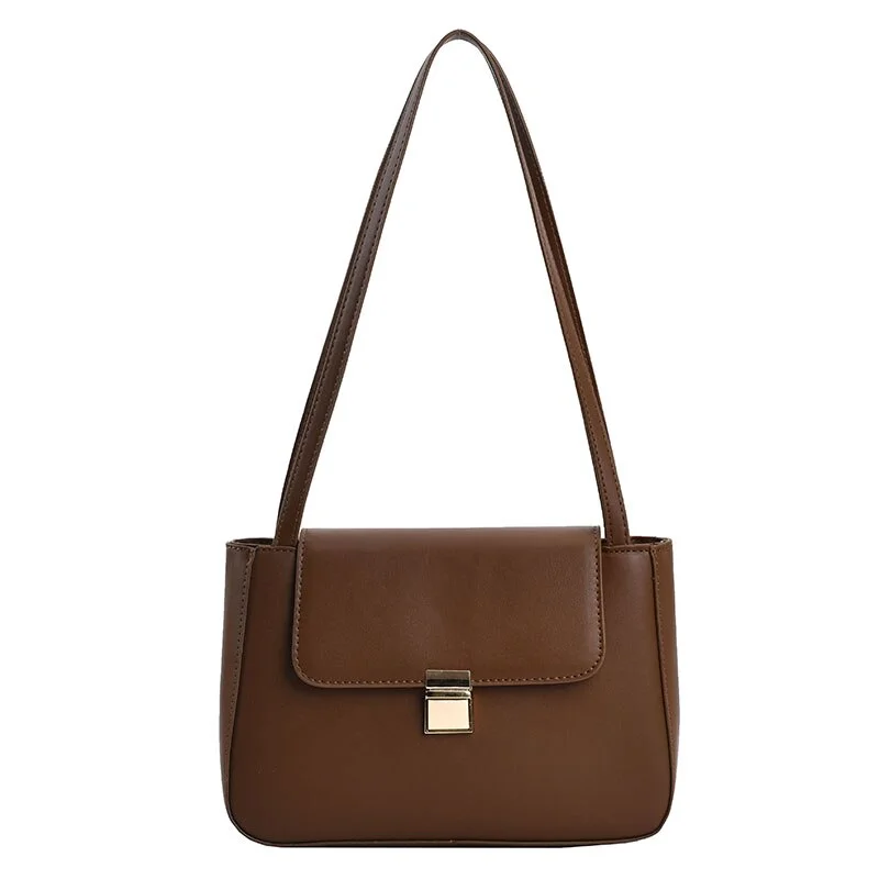 էѧӧܧ Small Simple Style PU Leather Underarm Bags for Women 2021 Winter Designer Lady Travel Shoulder Purses and Handbags