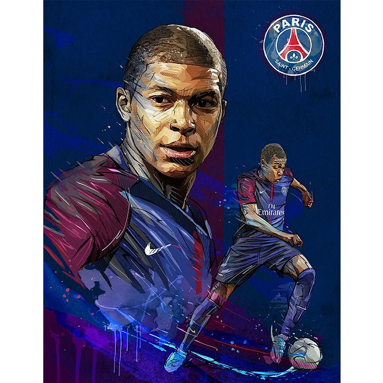 Soccer Star Mbappe - Full Round Drill Diamond Painting - 30x40cm(Canvas)