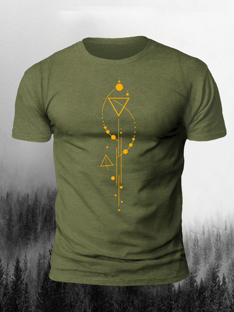 Men's Fantastic Geometric Shapes Line Print Short Sleeve T-Shirt
