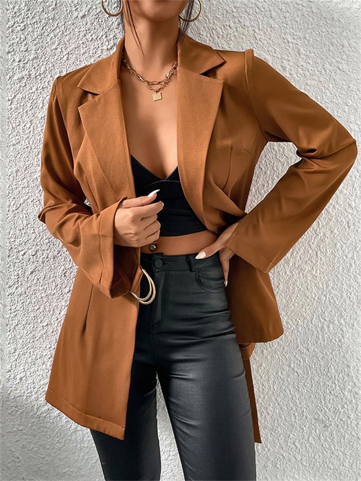 Solid Color Fashion Lapel Temperament Suit Coat -vasmok
