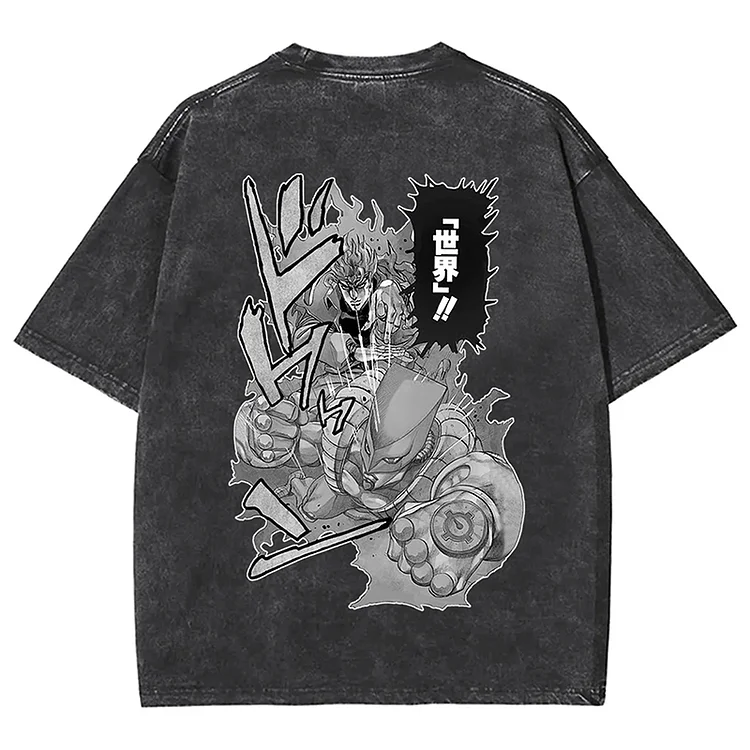 Vintage JoJo'S Bizarre Adventure, Stardust Fighter Graphic Printed Washed T-Shirt