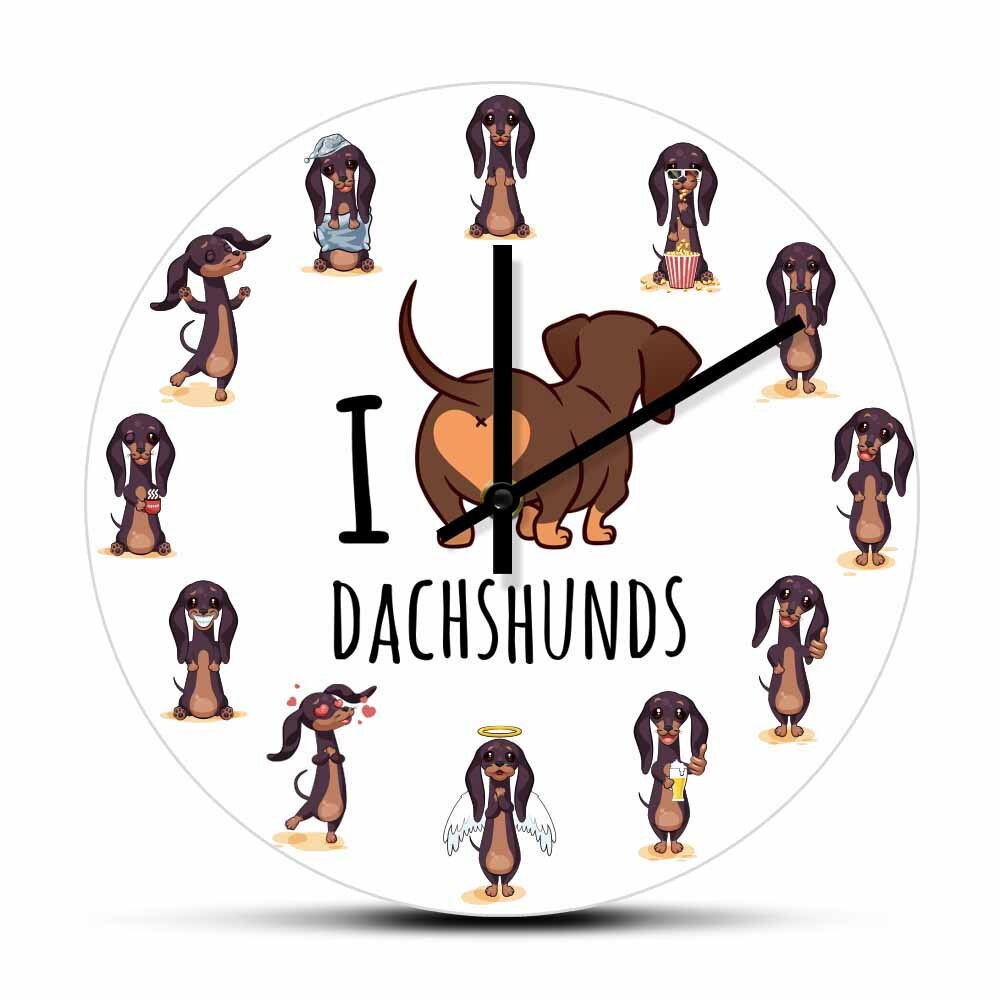 

Cartoon I Love Dachshund - Frameless Acrylic Wall Clock, 501 Original