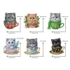 6Pcs Weihnachtstasse Katze - 5d DIY Handwerk Aufkleber Magnet