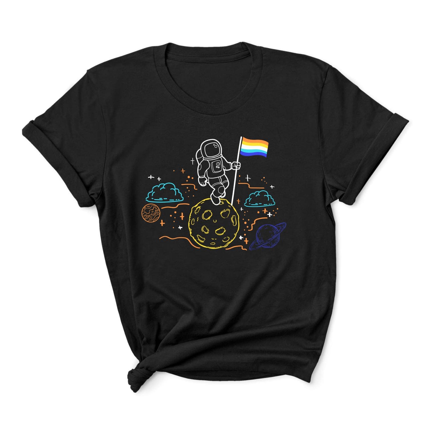 Astronaut aroace flag t-shirt