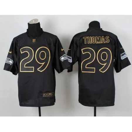 Seahawks #29 Earl Thomas III Black Gold No. Fashion Men's Stitched NFL Elite Jersey