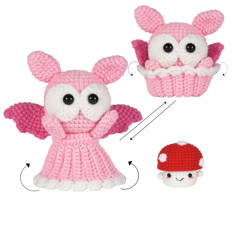 YarnSet - Halloween Crochet Kit For Beginners - Flip Flop - Pink Bat