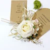 10PCS Wedding Catering Bridal Groom Guests Champagne Red Corsage Wrist Artificial Flower Bouquets