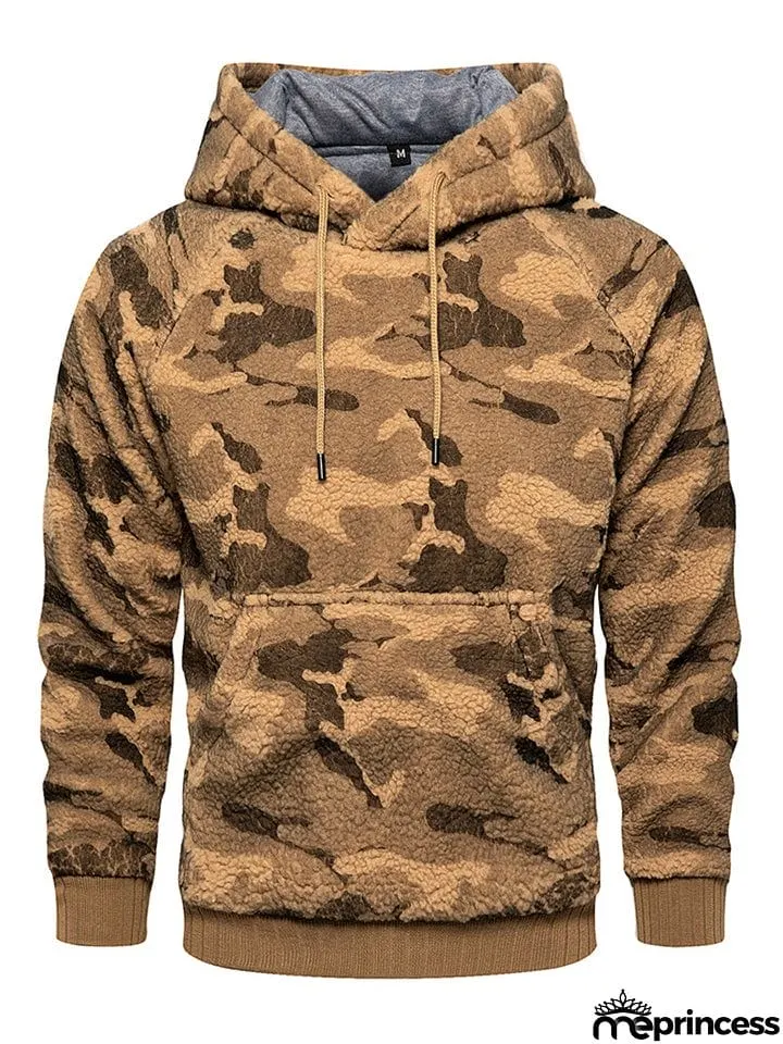 Men's Casual Hooded Camouflage Print Loose Winter Sweatshirt