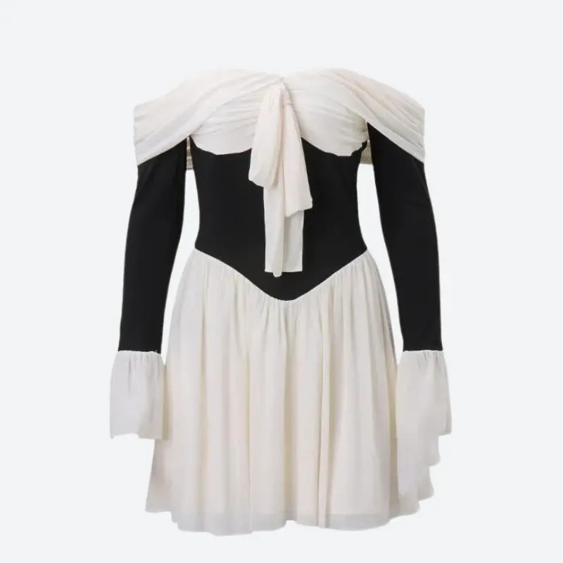 Brownm Front Off Shoulder Corset Mini Dress