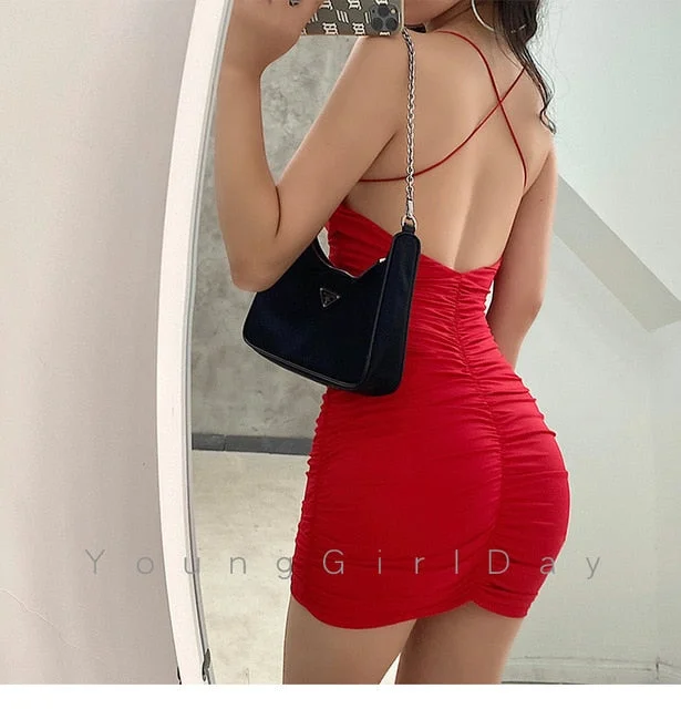 Backless Sexy New Tight Sling Bag Hip Mini Dress