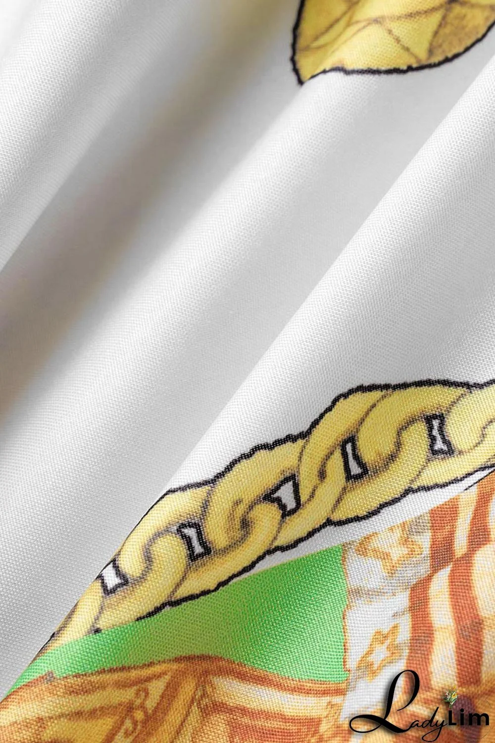 Gold Fashion Casual Print Patchwork V Neck A Line Dresses