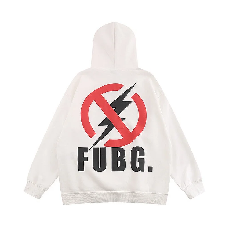 Men Hoodie Lightning Ban Pattern Hooded Sweater Men