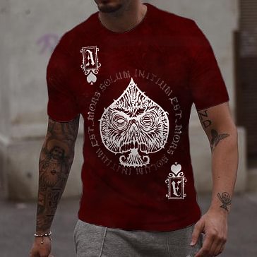 Poker Skull Print Short-sleeved T-shirt