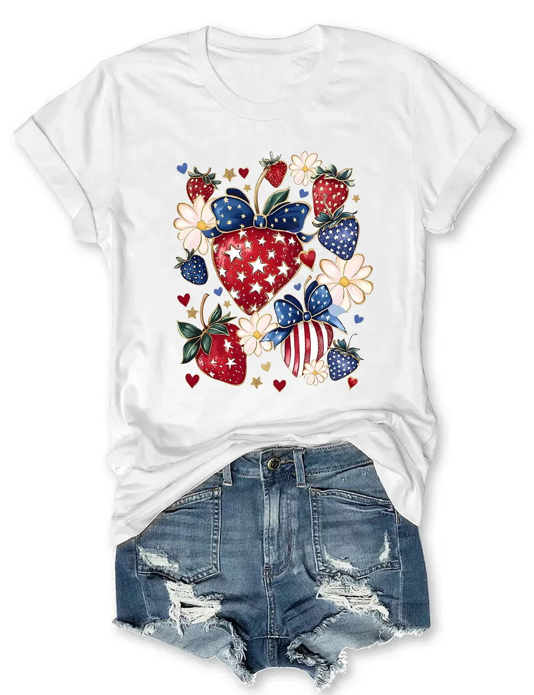 Boho 4th Of July Strawberry T-shirt