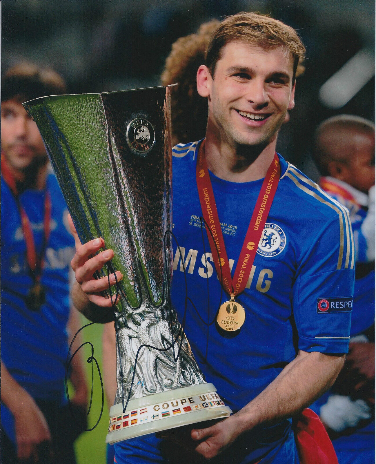 Branislav IVANOVIC Signed Autograph Photo Poster painting AFTAL COA 2013 EUROPA Trophy WINNER