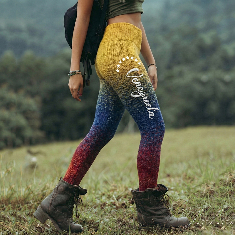 Vintage Support Venezuela Color Block Leggings artswardrobe
