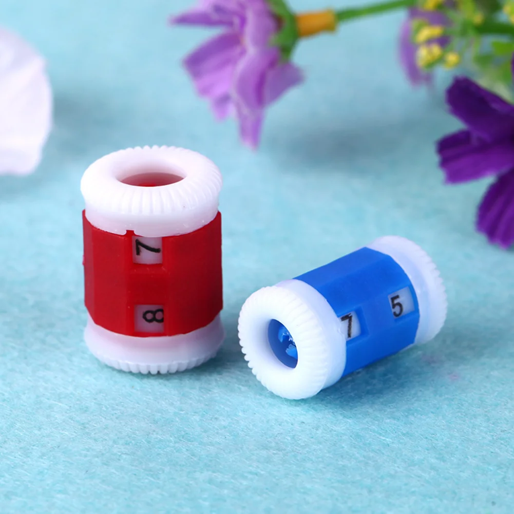 10pcs Knitting Counter Red/blue Plastic Manual Counter Round Stitch Weaving  Tool