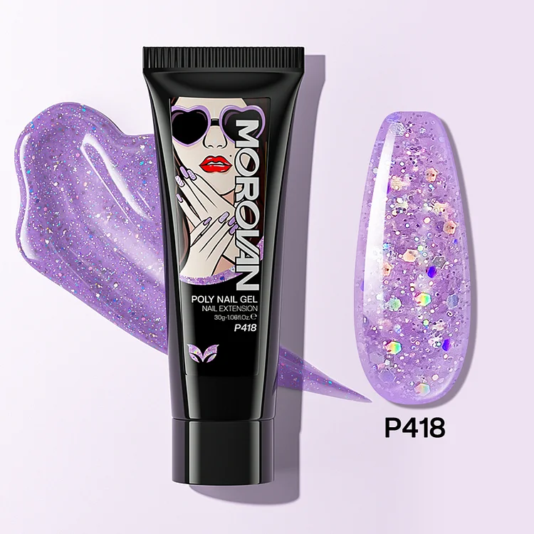 Pale Purple Glitter Poly Nail Gel 30ml