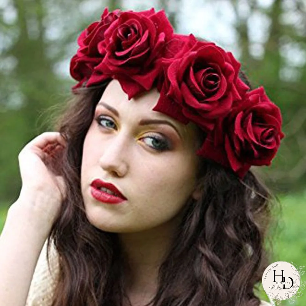 Bohemia Hair Wreaths Headpiece Headdress Hair Garland Floral Crown Wedding Headwear Rose Flower Headbands