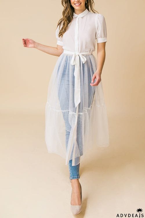 Showing Off A Little Shirt Cover Dress