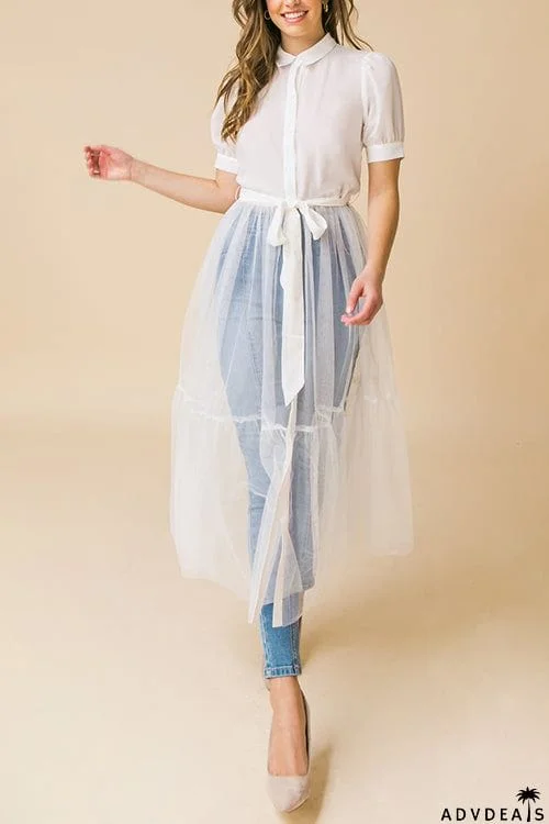 Showing Off A Little Shirt Cover Dress