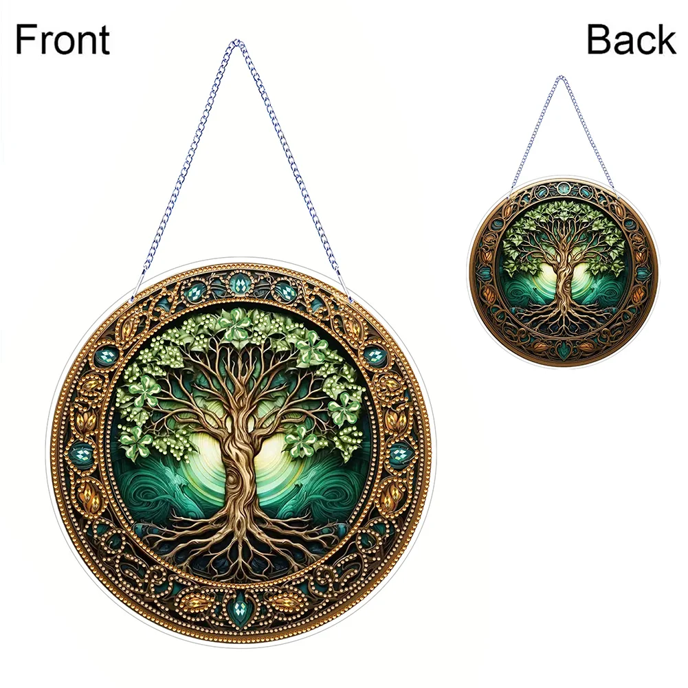 DIY Life Tree PVC Special Shaped Hanging Diamond Painting Art Pendant Suncatcher Home Windows Decor 