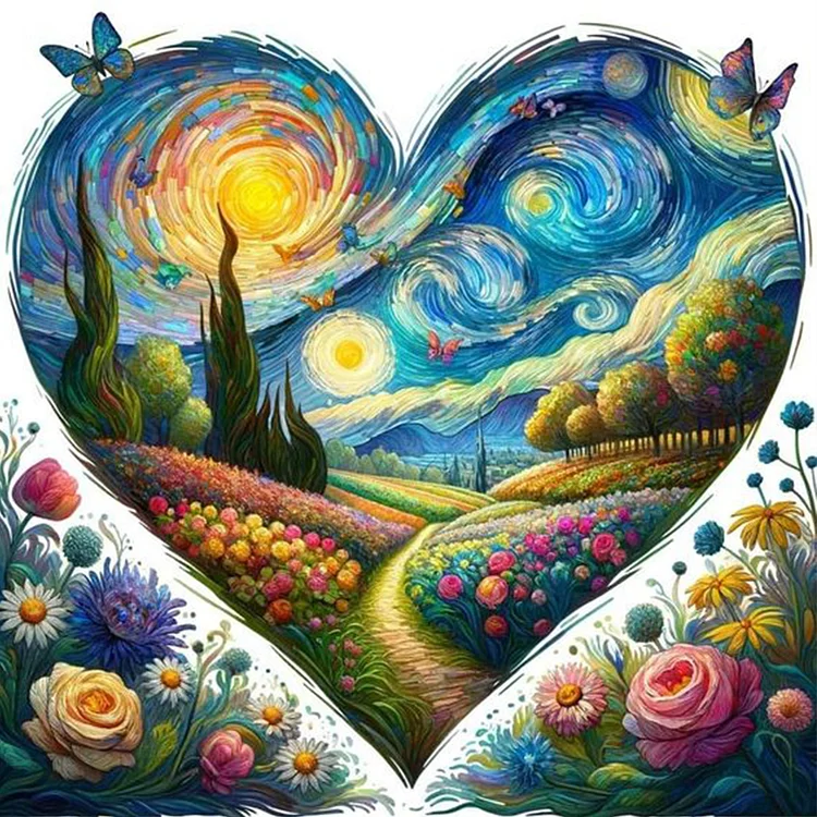 Love Scenery Van Gogh Starry Sky 40*40CM (Canvas) Full Round Drill Diamond Painting gbfke