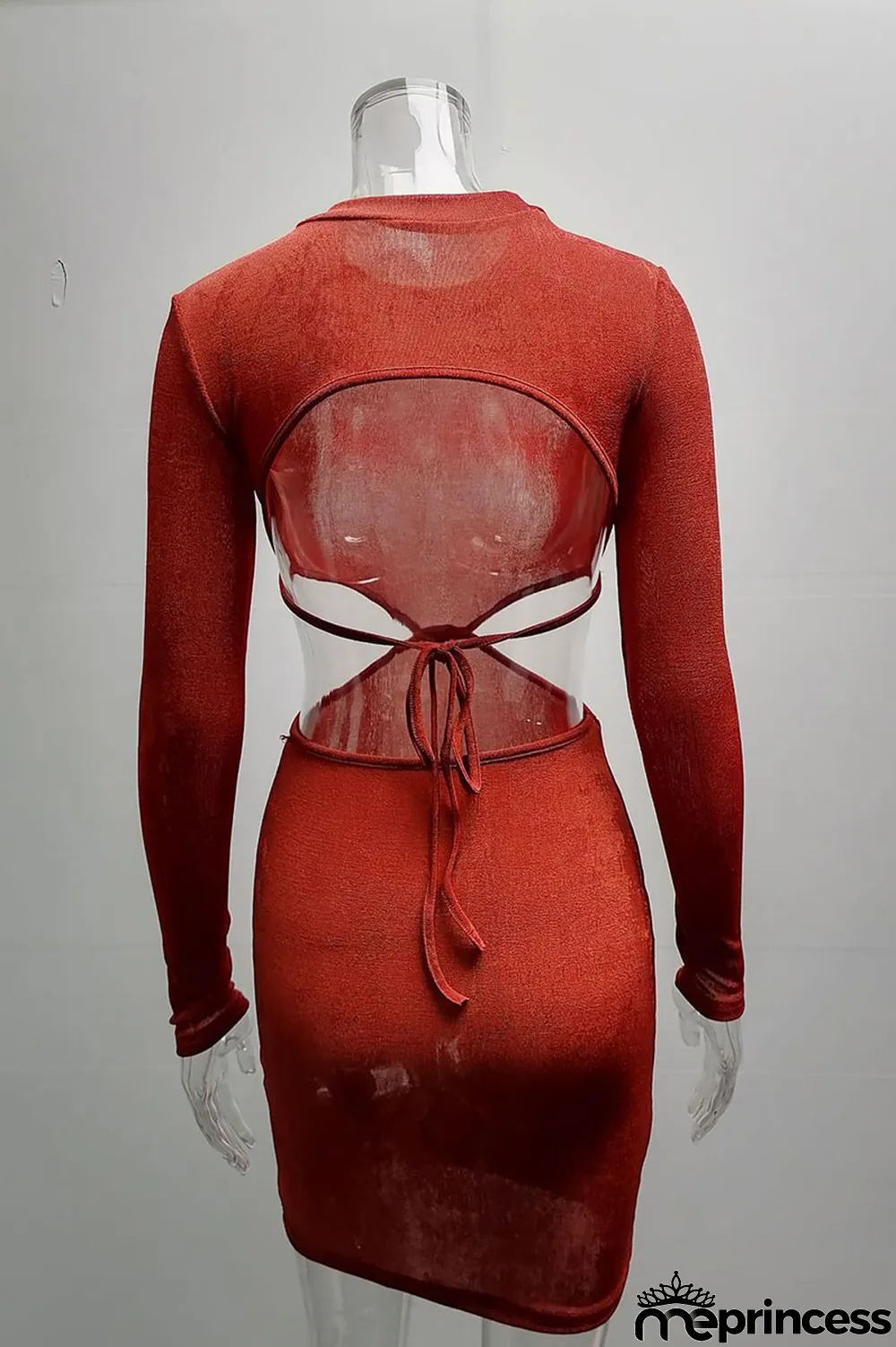 Apricot Fashion Sexy Solid Hollowed Out O Neck One Step Skirt Dresses