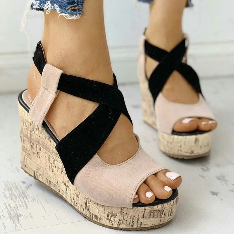 Women's Casual Flat High Heels Wedges Sandals