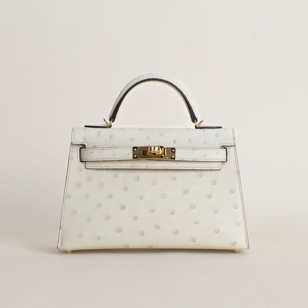 Mini Kelly II Ostrich 3C Parchemin GHW