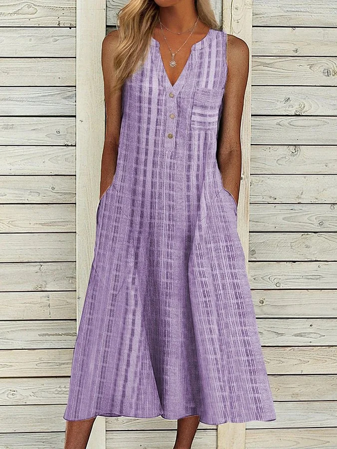 V-Neck Sleeveless Loose Casual Dress