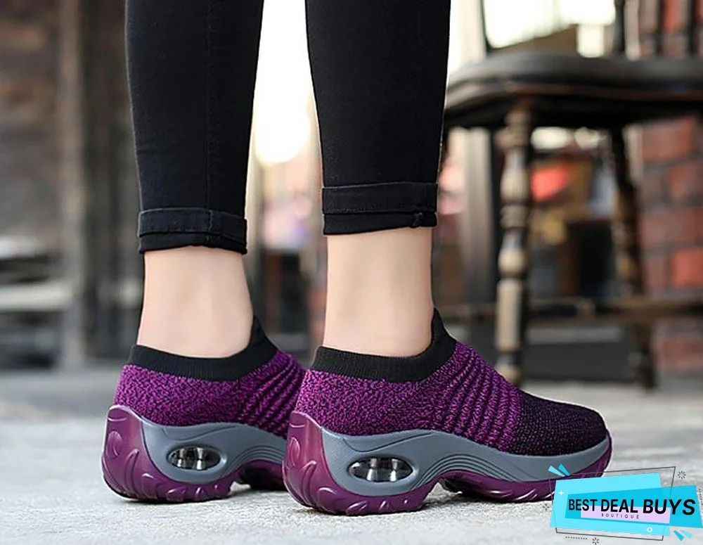 Women Breathable Mesh Slip-On Air Cushion Casual Sneaker Shoes