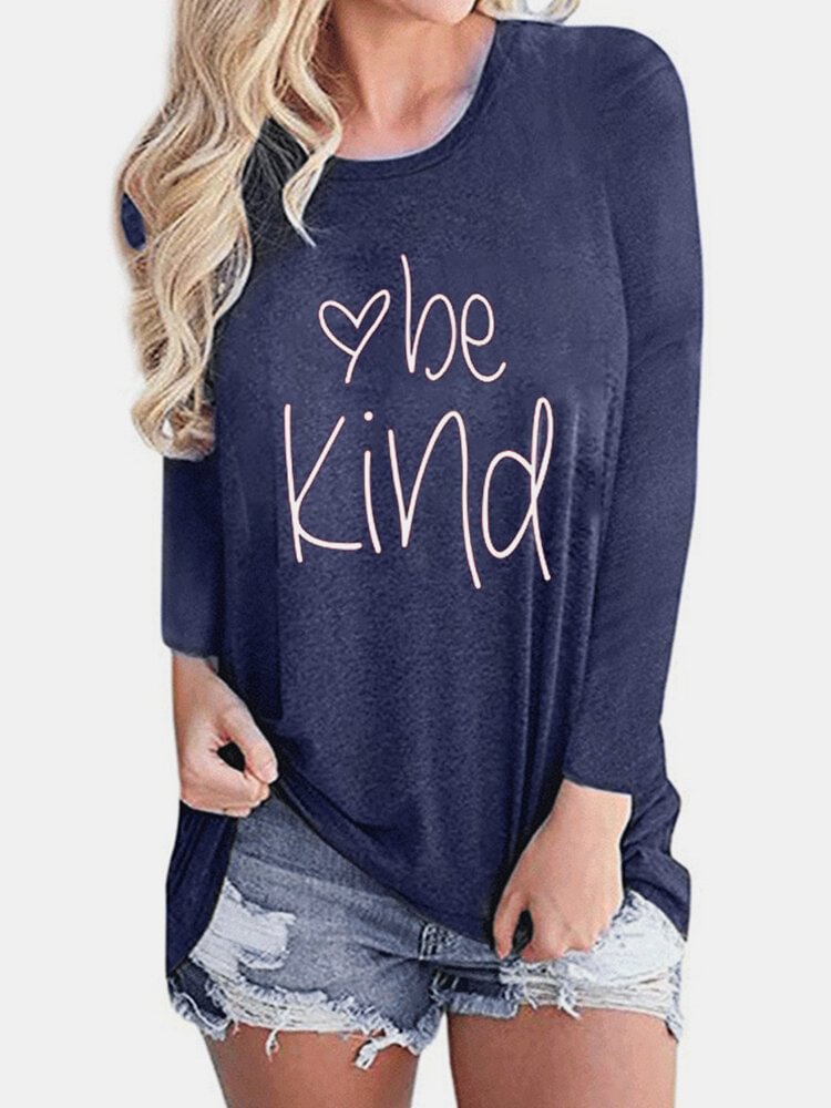 Letters Printed O neck Long Sleeve Casual T shirt P1725814