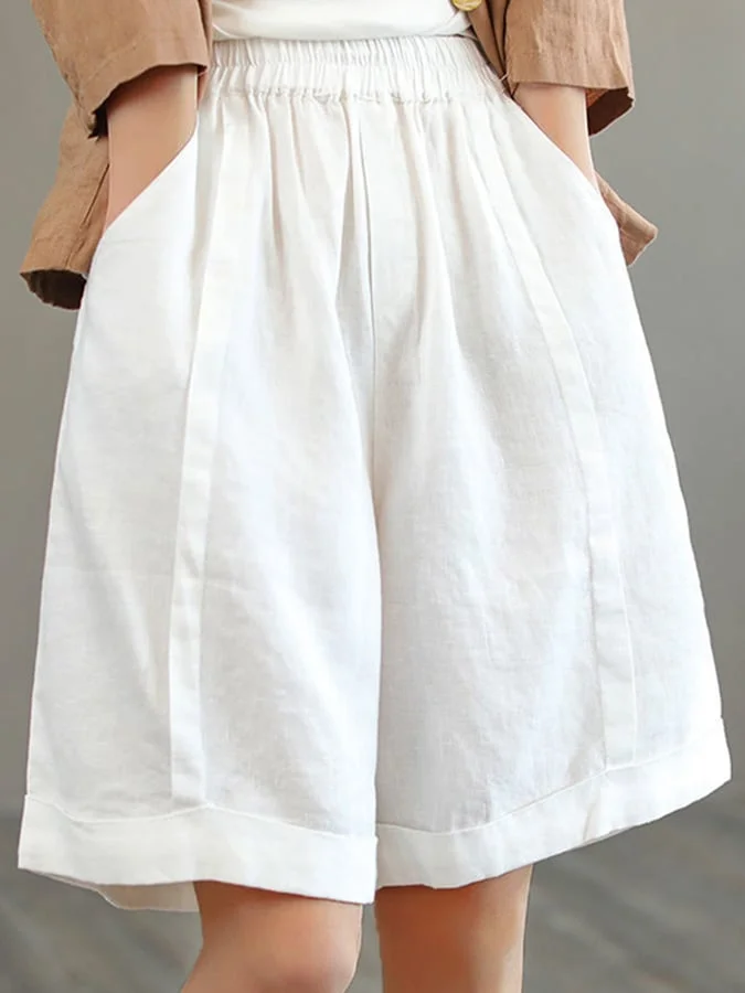 Cotton And Linen Slim Wide-leg Casual Cropped Pants socialshop