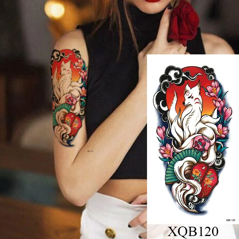 Waterproof Temporary Tattoo Sticker Rose Dreamcatcher Lotus Flash Tattoos Flower Fox Mermaid Body Art Arm Fake Tatoo Women Men