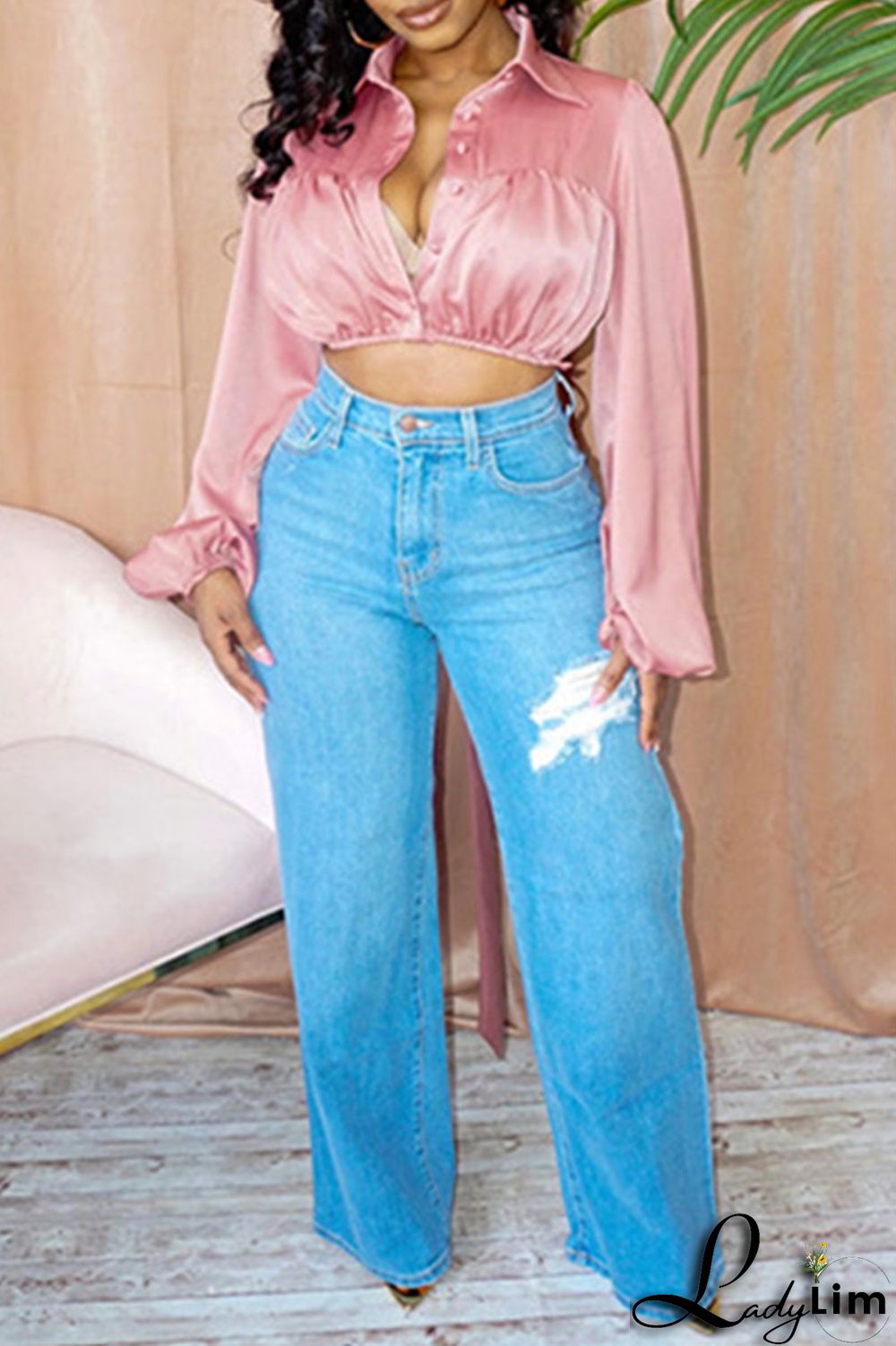 White Fashion Casual Solid Fold Turndown Collar Tops