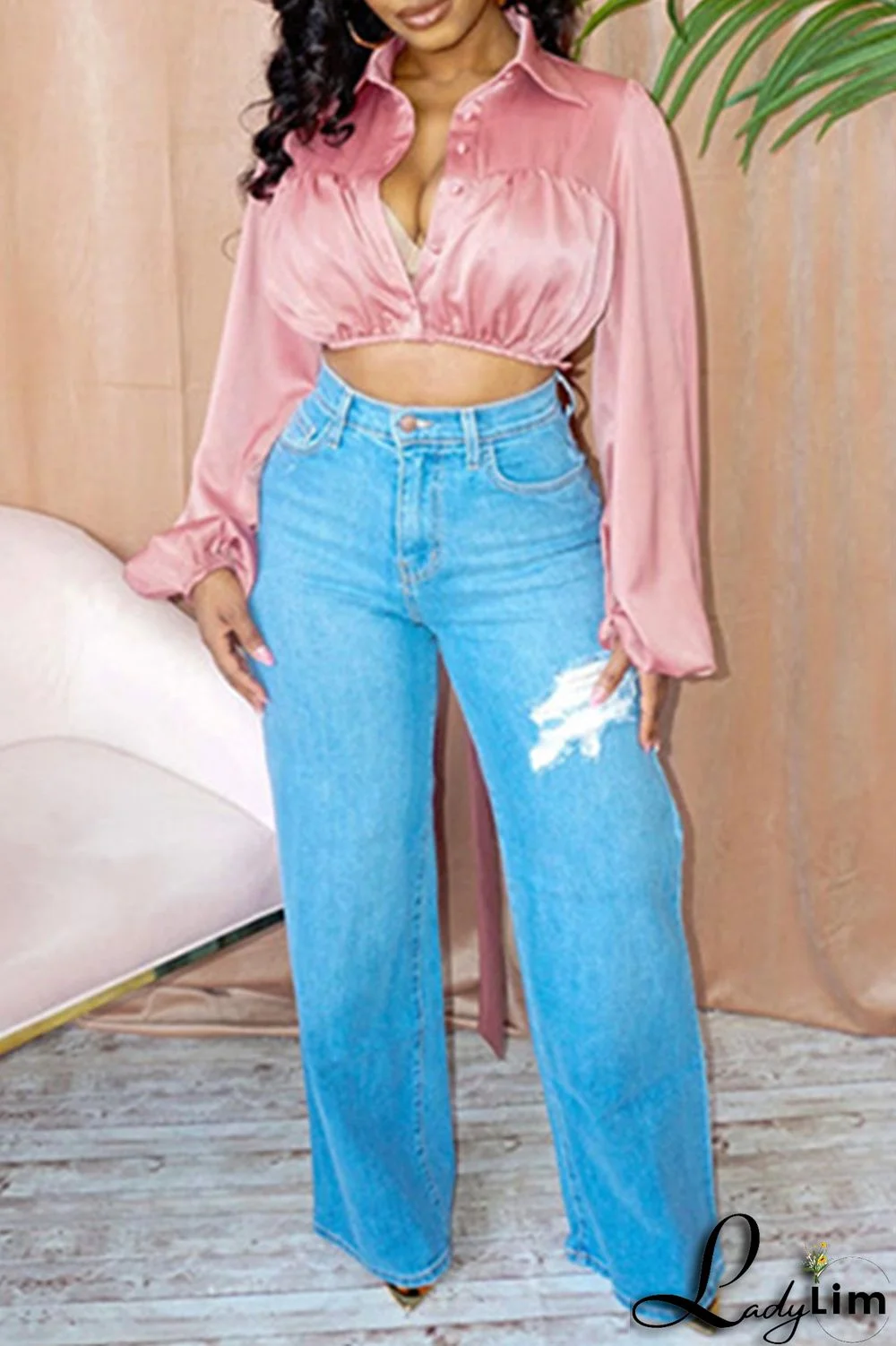 White Fashion Casual Solid Fold Turndown Collar Tops