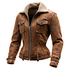Women's Vintage Brown Leather Suede Jacket With Fleece Lining by Inlyline