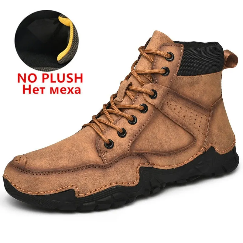 Winter Men's Casual Boots Plush Warm Mens Ankle Boots High Quality Outdoor Men Boots Comfortable Motorcycle Boots Zapatos Hombre
