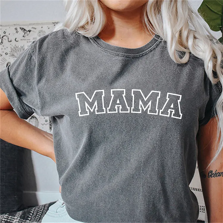 Custom Personalised Mama T-shirt, with Children's Names on the Sleeve, Mother's Day Gift, New Mum Gift