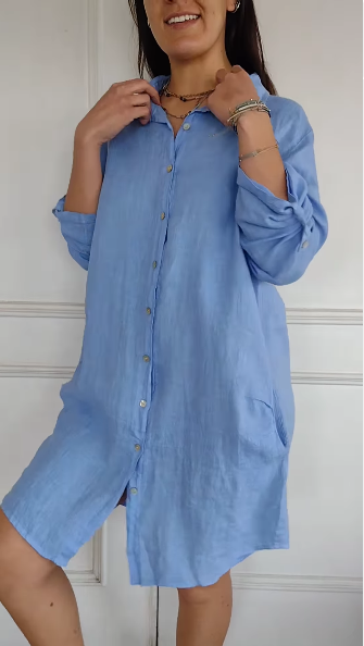 Women'S Casual Classic Cotton Shirt Dress