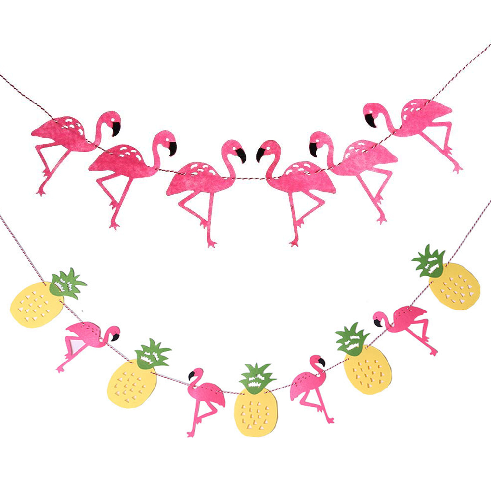 

Hawaiian Flamingo Pineapple Banners Tropical Party Hanging Garland Decor, Flamingos, 501 Original