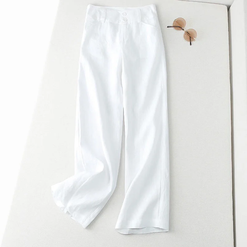 Zingj Half Elastic High Waist Slimming Casual Pants
